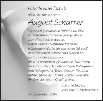 Traueranzeige von August Scharrer von Pegnitz-Zeitung